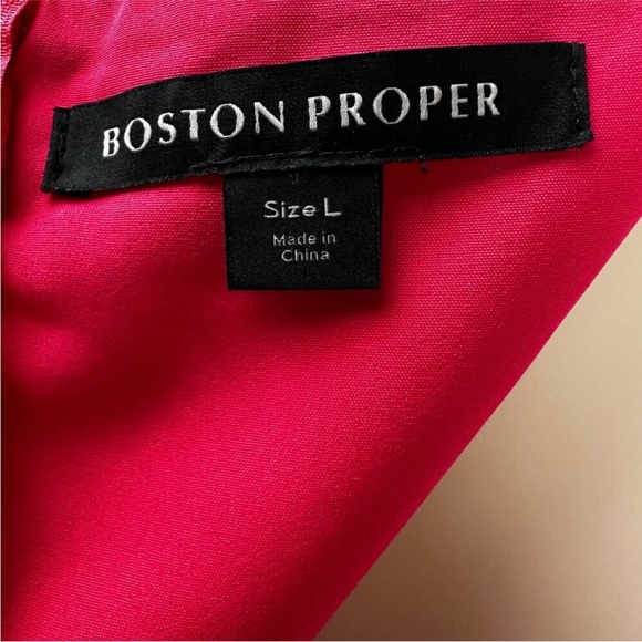 Boston Proper Maxi Dress Mixed Media Lace Pom Pom Sleeveless Hot Pink Size L - Picture 8 of 15